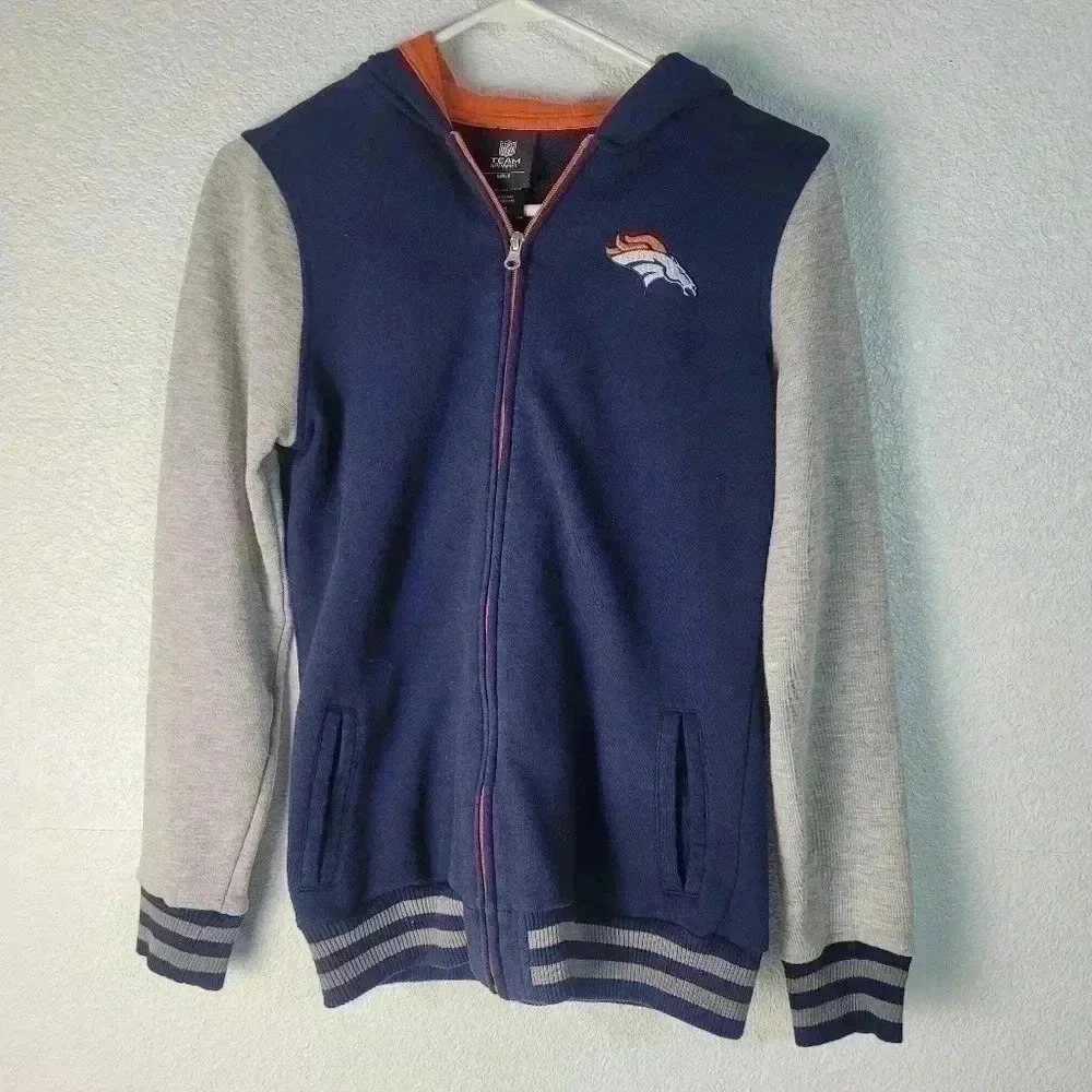 Youth Girls Team Apparel NFL Denver Broncos Full Zip Hoodie Sz XL - Picture 1 of 7